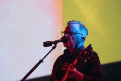 Bernard Sumner of New Order performing on stage at Budweiser Stage in Toronto, CANADA