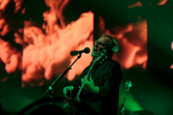 Bernard Sumner of New Order performing on stage at Budweiser Stage in Toronto, CANADA