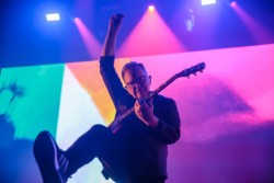 Bernard Sumner of New Order performing on stage at Budweiser Stage in Toronto, CANADA