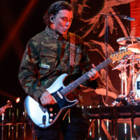 Chris Traynor and Gavin Rossdale perform with Bush in Hollywood, Florida, on May 12, 2026. The performance was part of the "The Land of Milk and Honey" tour. (Photo by Geoffrey Clowes/Sipa USA)