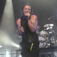 Gavin Rossdale and Nik Hughes perform with Bush in Hollywood, Florida, on May 12, 2026. The performance was part of the "The Land of Milk and Honey" tour. (Photo by Geoffrey Clowes/Sipa USA)