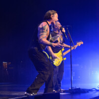 Gavin Rossdale and Corey Britz perform with Bush in Hollywood, Florida, on May 12, 2026. The performance was part of the "The Land of Milk and Honey" tour. (Photo by Geoffrey Clowes/Sipa USA)